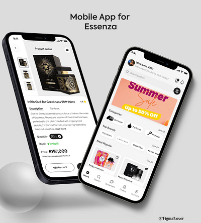 Essenza Mobile App app app design figma mobile app skincare brand ui