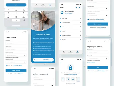 Professional Mobile App UI Kit blue mobile app professional ui design ui kit