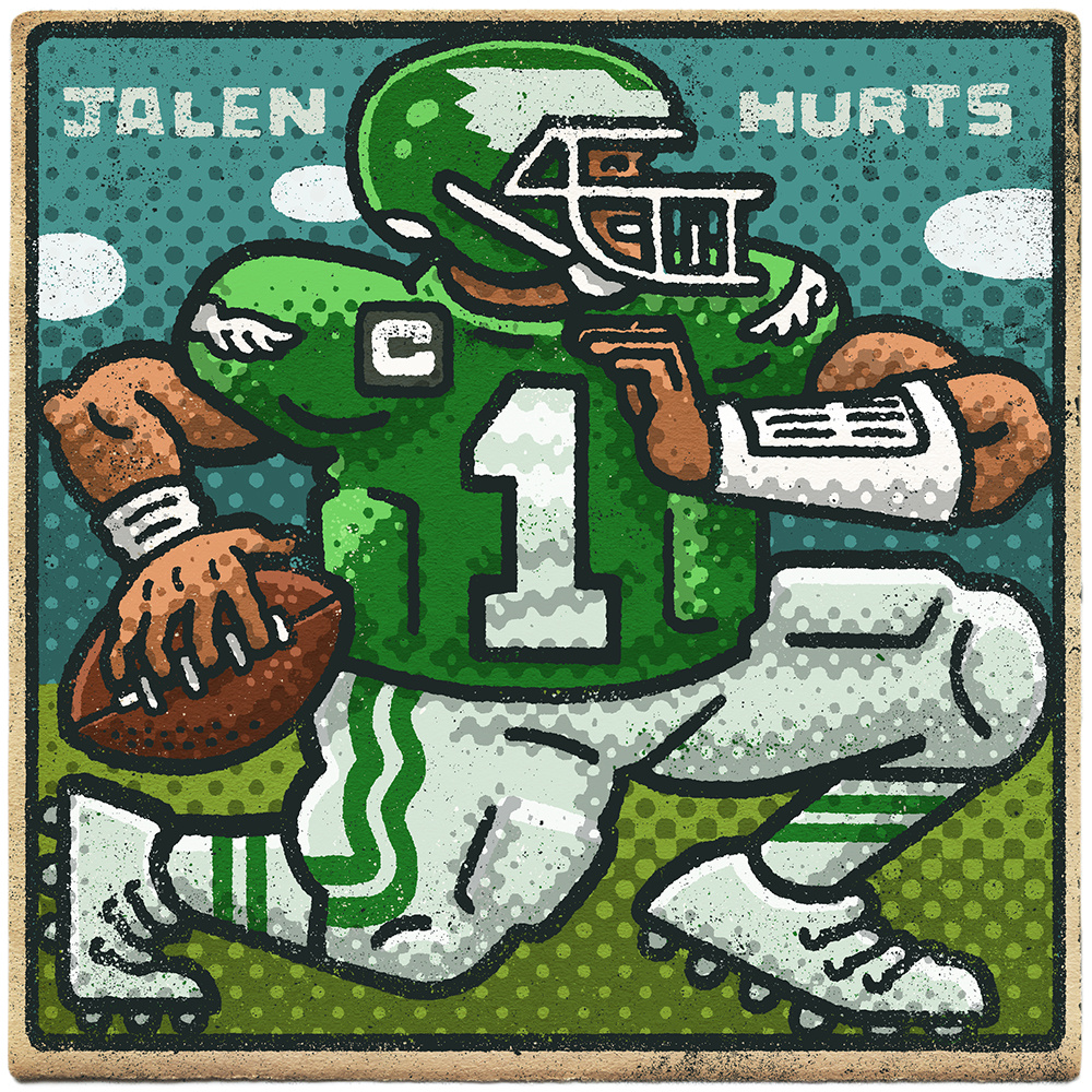 Jalen Hurts Portrait athlete drawing eagles football illustration jalen hurts mario mario zucca nfl philadelphia philly portrait sports zucca