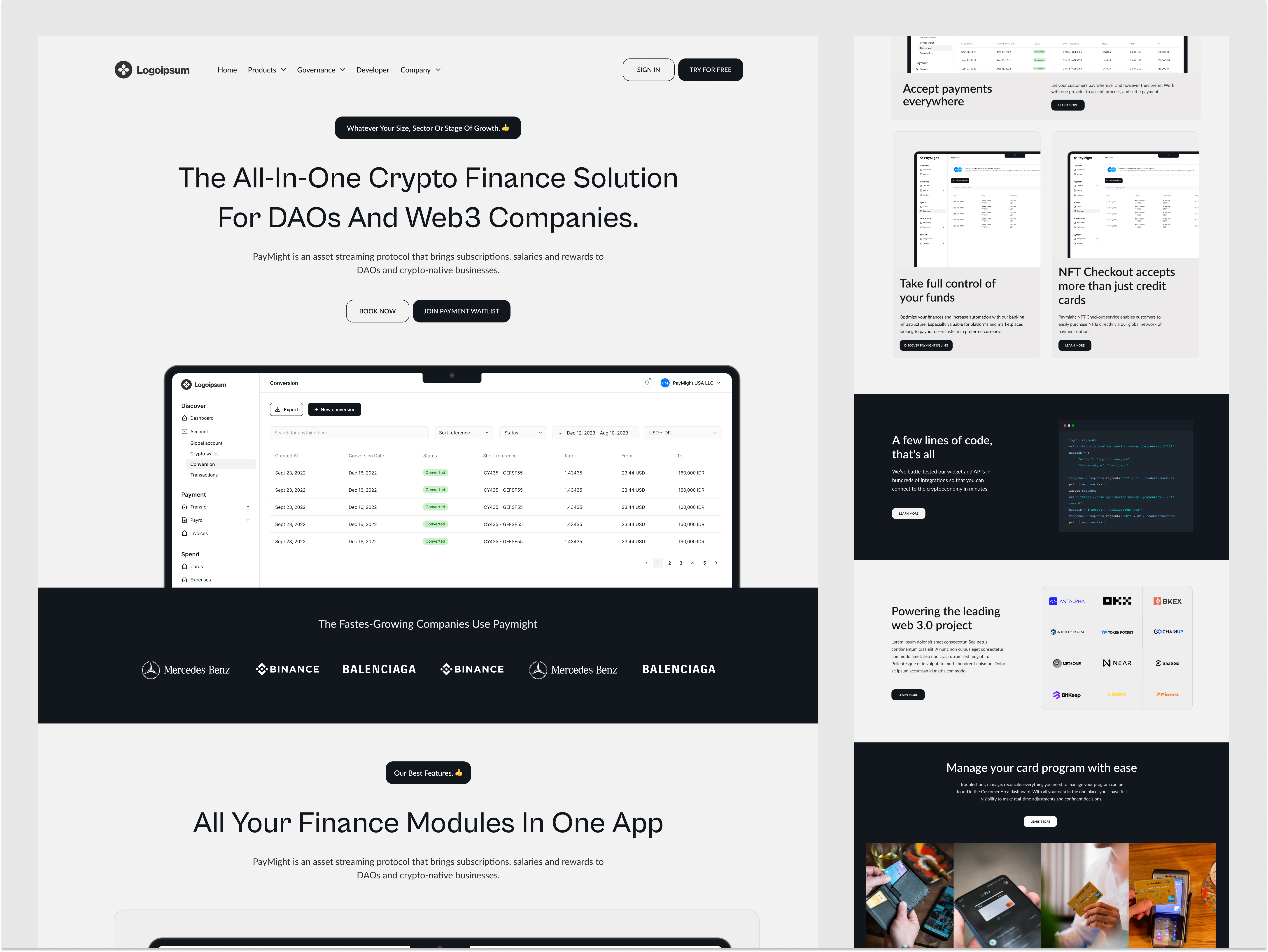 Crypto finance landing page crypto daos figma finance finance crypto landing page web 3 web design