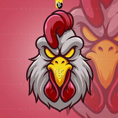 Rooster Head1 Mascot animals apparel character chicken clothing clothing brand commission cute esport food head illustration logo mascot mascot logo nft nftart nftartist nftcreator rooster