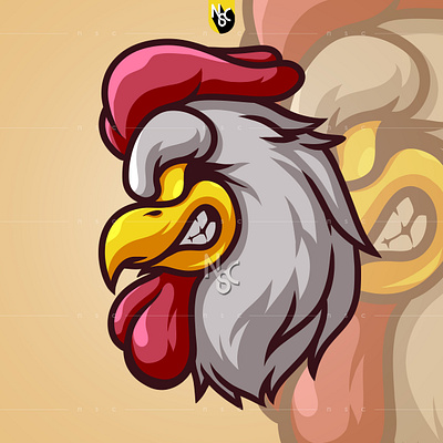 Rooster Head2 Mascot angry animasls apparel character chicken clothing brand commission esport esport logo illustration logo marketplace mascot mascot logo microstock nft nftart nftartist nftcreator rooster