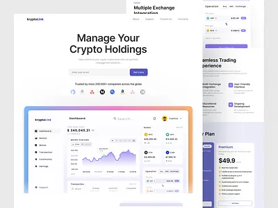 kryptoLink - Finance Landing Page bitcoin clean crypto crypto landing page crypto trading crypto website cryptocurrency cryptocurrency landing page currency design finance landing page finance website financial minimal ui ui design ux web web design website