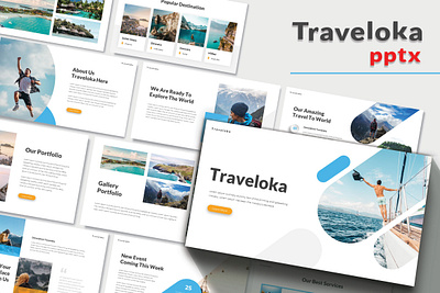 Traveloka Presentation Template branding design google slide graphic design illustration key keynote logo ppt pptx presentation template typography ui ux vector