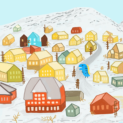 settlement in fuji art home illustrator mountain vector vilage
