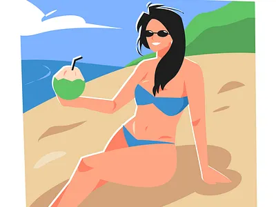 Beach Theme Collection Illustrations beach cartoon character doodle flat fun girl graphic design holiday illustration leisure lifestyle man people relax sexy summer travel vacation vector