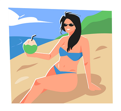 Beach Theme Collection Illustrations beach cartoon character doodle flat fun girl graphic design holiday illustration leisure lifestyle man people relax sexy summer travel vacation vector