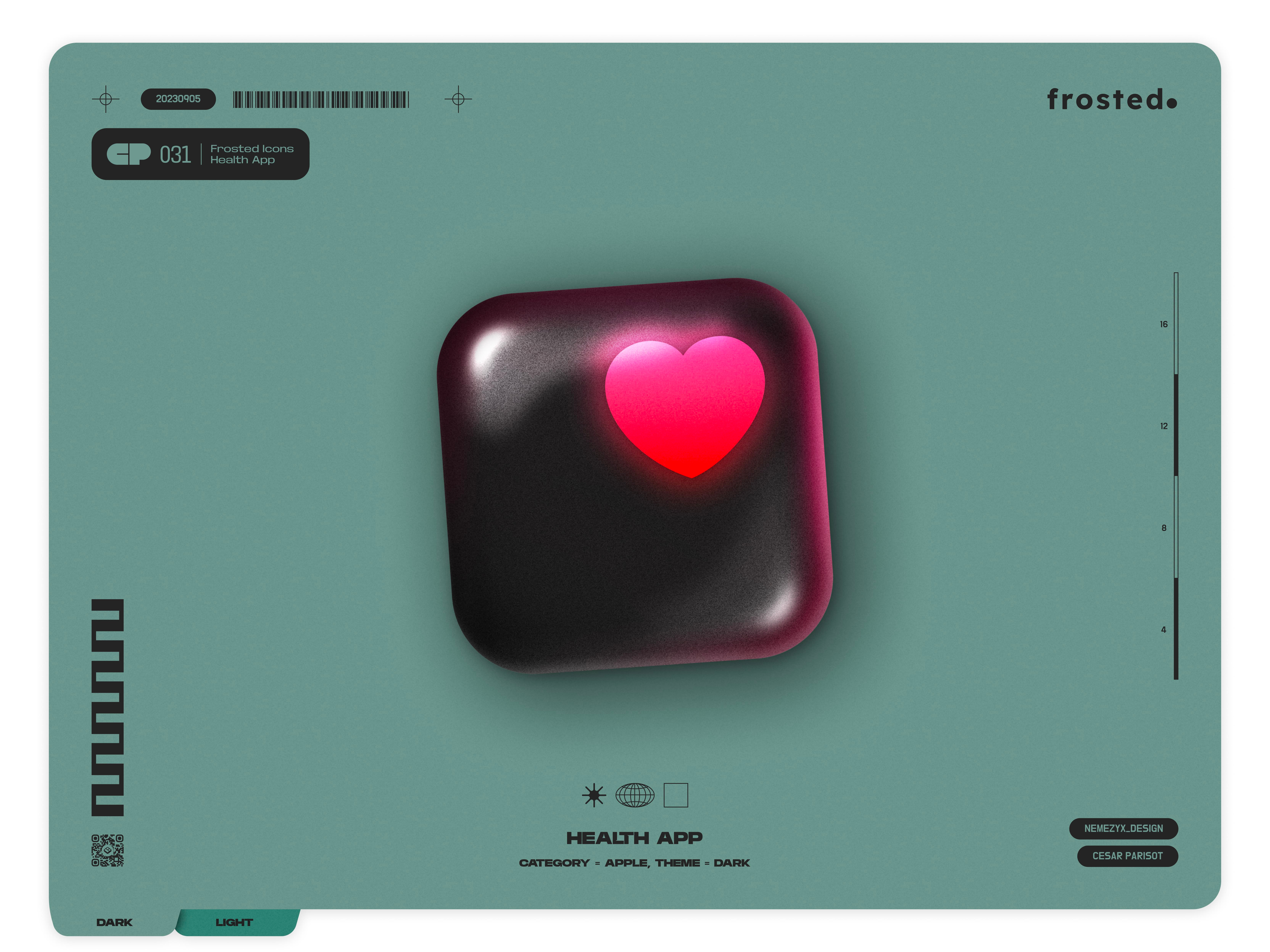 Frosted. Icons - 031 - Health App iOs app apple branding fancy glasmorphism glossy glow gradient health health app icon icon design icon pack icon set ios neumorphism poster trend