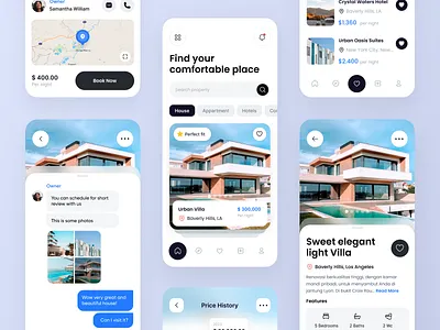 Booking Hotel App - More screens app app design booking design designer hotel mobile places real estate rent salung travel trip ui ui design ui ux