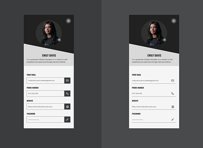 User Profile (A/B) dark mode monochromatic ui user profile webdesign