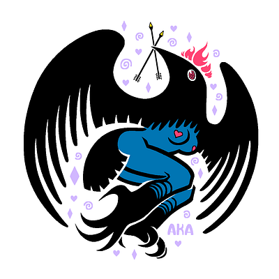 Harpy circle crow cute graphic design harpy icon illustration logo monster raven