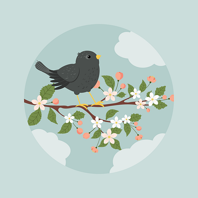 Illustration of a Bird on a Branch 100daysofchallenge graphic design ill illustration lineart