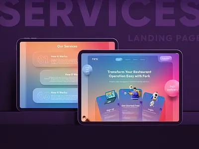 Services Landing page design 3d branding glaas glass glass effect glass morphism graphic design landing page landing page design modern ui modern web ui neo morphism sale site services site ui ui design uiux web ui