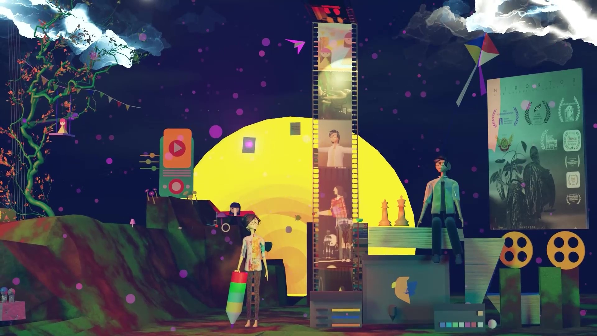 3D environment for bangloow! 3d animated animation character design film gif lottie model motion motion graphics movie sun ux