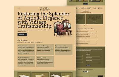 Antique Restoring Furniture Shop Landing Page UI Design antique app design clean gift image minimal design restoring ui ui ux design vintage vintage st yle vintage style landing page web landinglets chat 👋 webdesign website design