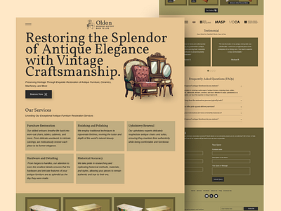 Antique Restoring Furniture Shop Landing Page UI Design antique app design clean gift image minimal design restoring ui ui ux design vintage vintage st yle vintage style landing page web landinglets chat 👋 webdesign website design