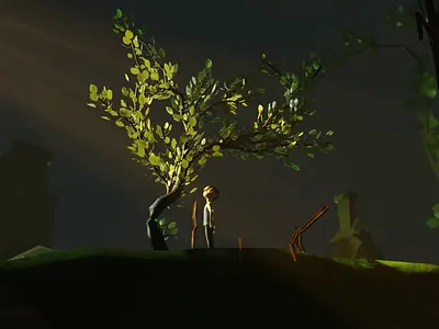 3D character animation in fresh environment Blender 3D 3d air animated animation cartoon character fresh graphic design motion graphics tree