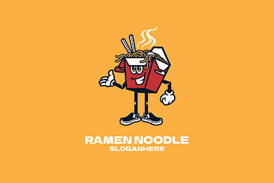 Ramen Noodle branding cartoon design graphic design icon illustration kotak logo mascot mie noodle ramen retro vector vintage