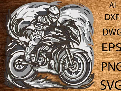 Multilayer panel motorcycle/Layered Art/ Modern decor 3d design graphic design illustration logo ui ux vector