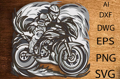 Multilayer panel motorcycle/Layered Art/ Modern decor 3d design graphic design illustration logo ui ux vector