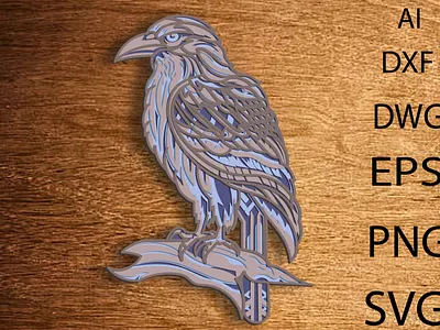 Raven multilayer Svg/Papercut/Laser Cut/3D Layered Raven 3d design graphic design illustration logo ui ux vector
