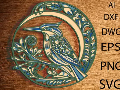 Woodpecker multilayer Svg/Bird Plywood Cut/3d Woodpecker cut 3d design graphic design illustration logo ui ux vector