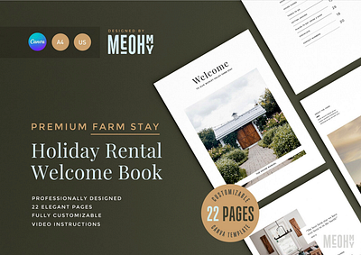Airbnb Holiday Rental Welcome Book airbnb canva canva template digital download guest book holiday home print design welcome book
