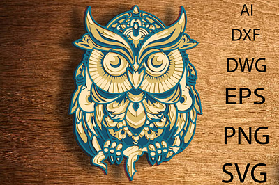 Owl multilayer Svg/Papercut/Laser Cut/Layered Owl/3D Owl 3d branding design graphic design illustration logo ui ux vector