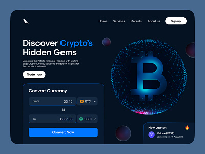 Crypto Currency Landing Page bitcoin clean crypto cryptocurrency dark theme design homepage interface landing page minimal ui ui design user interface ux uxui website xrp