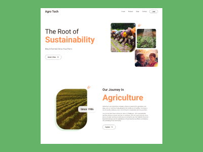 Agriculture Website Landing Page agriculture design agriculture website page design figma home page landingpage latest design our story design ui uiux website