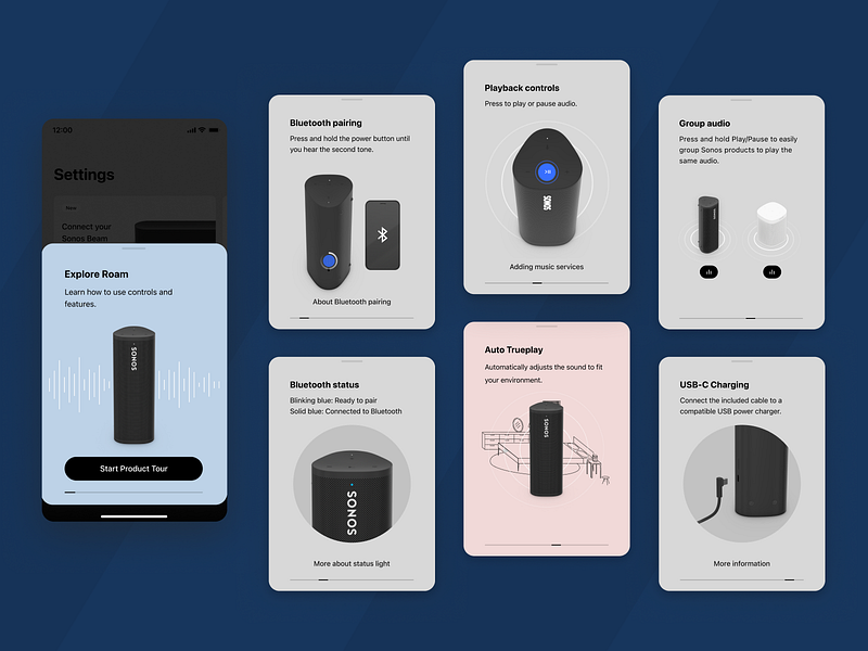 Roam Product Tour (Case Study) app application design education hardware industrial design mobile mobile app onboarding product design responsive tour ui ui design