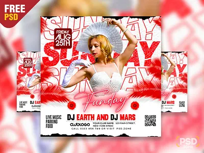 Free PSD | Sunday Fun Day Party Social Media Post PSD creative design design free design free flyer free psd graphic design instagram post party flyer party post party post design photoshop psd psd template social media post
