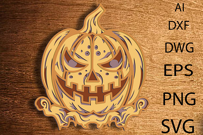 3d Layered Pumpkin SVG, Multilayer Halloween Pumpkin Mandala app branding design graphic design illustration logo typography ui ux vector