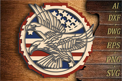 Eagle multilayer Svg/3D Patriotic Eagle/Eagle Laser Cut branding design graphic design illustration logo typography ui ux vector