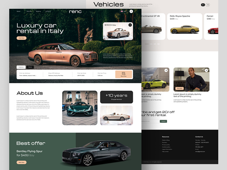 Renc - Luxury Car Rental Website by Usman A. on Dribbble