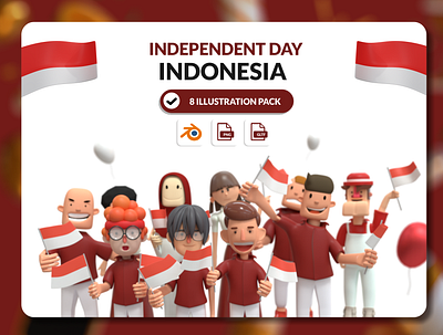 3D ILLUSTRATION INDEPENDENCEDAY INDONESIA freedom