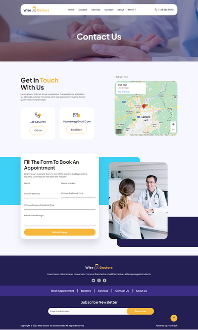 Contact section of Healthcare & Medical Elementor Template kit business clinic doctor health healthcare hospital medical