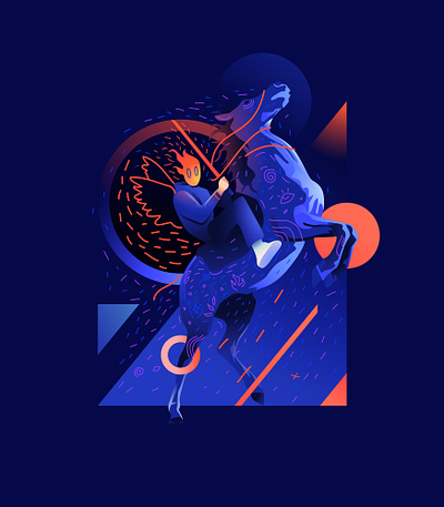 Rider blue digital art graphic design horse illustration orange rider vector art
