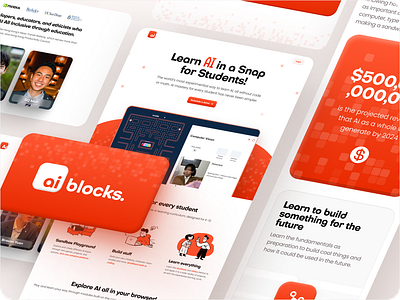 AI Blocks Website Design ai artificial intelligence design landing page mockup orange pattern website