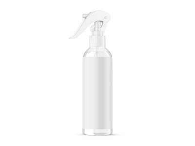 Clear Trigger Spray Bottle - PSD Mockup 3d blender 3d bottle cleaning product clear cosmetic editable mockup package packaging photoshop plastic product psd render spray template trigger visualization visuals