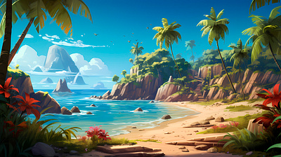 Tropical vibe background | Game design background branding game design graphic design illustration tropical ui
