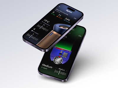 Dyson Link App - Concept app aqi humidity clean daily design dyson app dyson home control fan speed figma home app illustration iphone app minimal on off remote control robot vaccum temperature control ui ux weather control