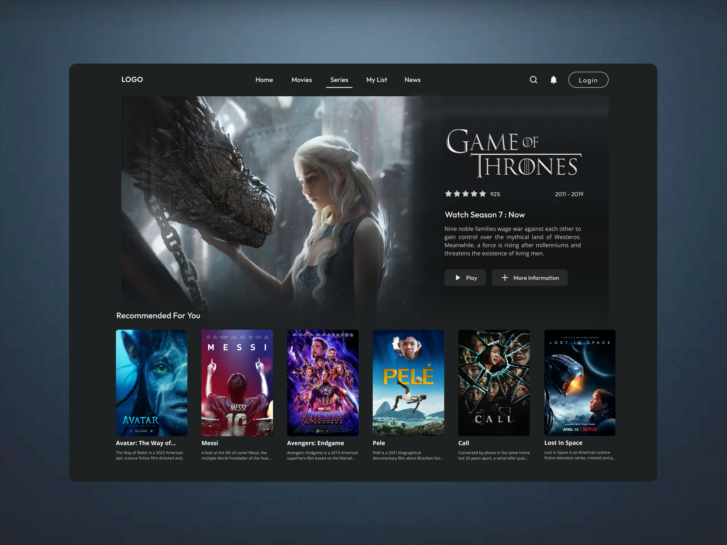 Movie Series UI Design app branding design graphic design illustration logo typography ui ux vector