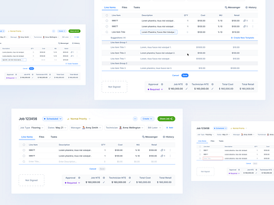 Web App / Job cards / Line items states fields