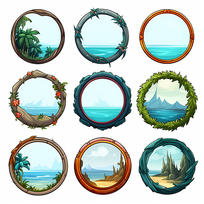 Set of game frames ai design frames game design game frames game ui graphic design illustration magic frames ui