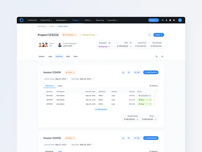 Web App / Invoices / Payments fields graphs