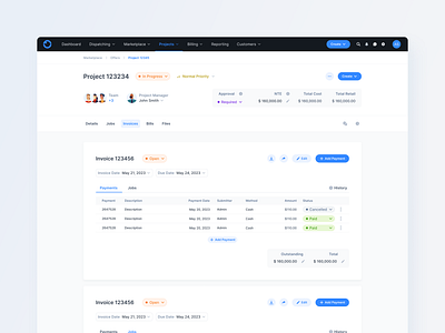 Web App / Invoices / Payments fields graphs