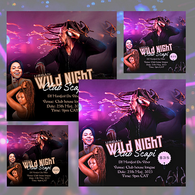 Wild night club poster 3d branding design flyer graphic design graphics illustration logo poster typography ui ux vector