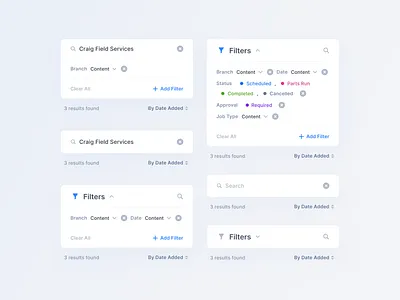 Web App / Filters cards / States fields