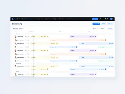 Web App / Dispatching / Calendar fields